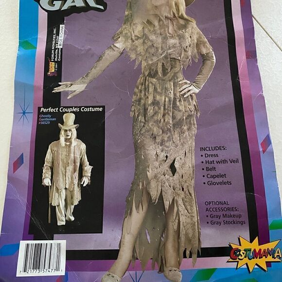 𝅺GHOSTLY gal zombie scary Halloween costume one size fits most adults - Picture 7 of 11